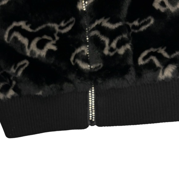 Powder River Outfitters Faux Fur Western Vest Women XL Black Mustang Horse Print - Picture 3 of 10